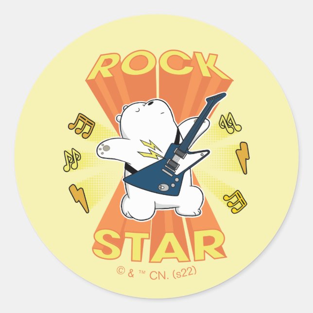 Sticker Rond Ice Bear - Rock Star (Devant)