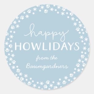 Sticker Rond Ice BlueHappy Howlidays Fête des animaux domestiqu