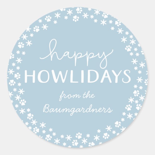 Sticker Rond Ice BlueJoyeux Howlidays Pet Lover Holiday (Devant)