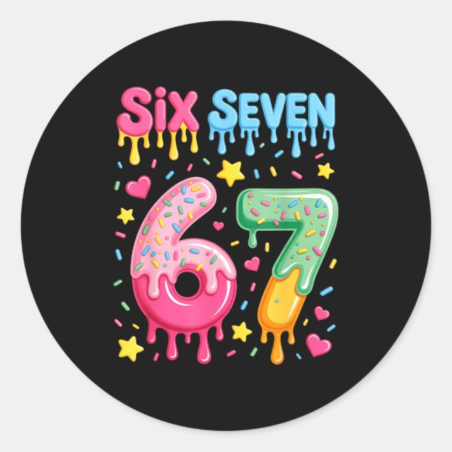Sticker Rond Ice Cream 67 Meme Funny Six Seven Gen Alpha Slang  (Devant)