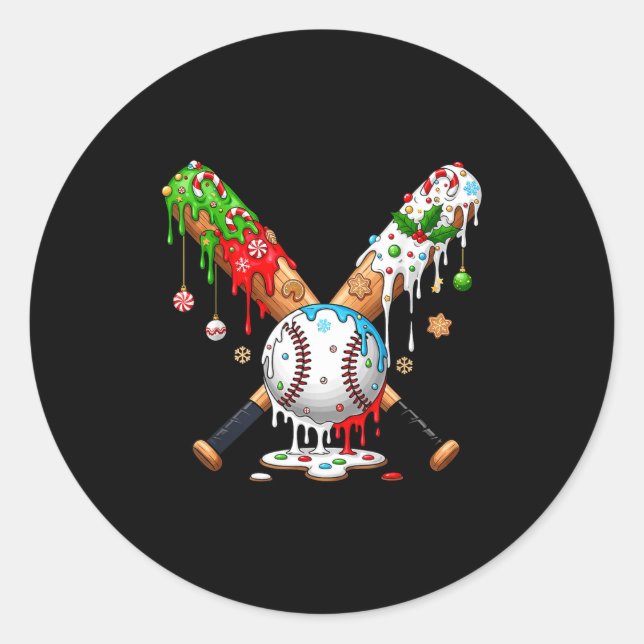 Sticker Rond Ice Cream Drip Baseball Christmas Xmas Pajama Kids (Devant)