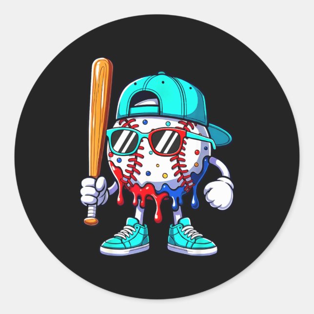 Sticker Rond Ice Cream Drip Baseball Sts Baseball Lifestyle Boy (Devant)