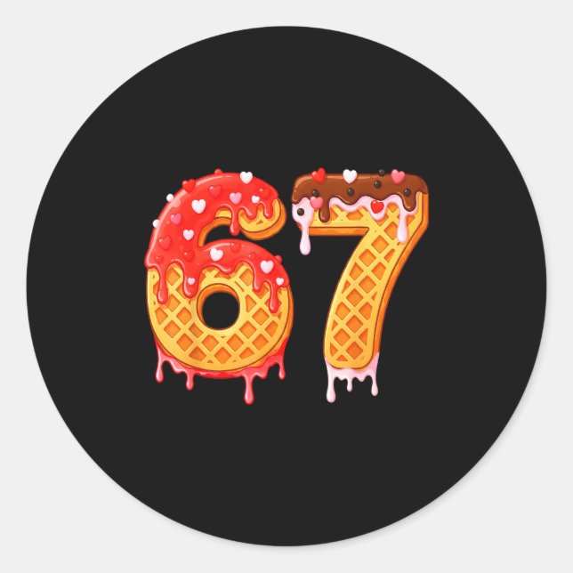 Sticker Rond Ice Cream Drip Six Seven 67 Valentines Day For Men (Devant)