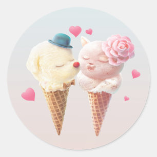 Sticker Rond Ice Cream Love