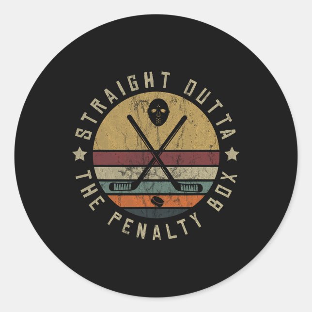 Sticker Rond Ice Hockey Player Goalie Puck Face Mask Team Outfi (Devant)