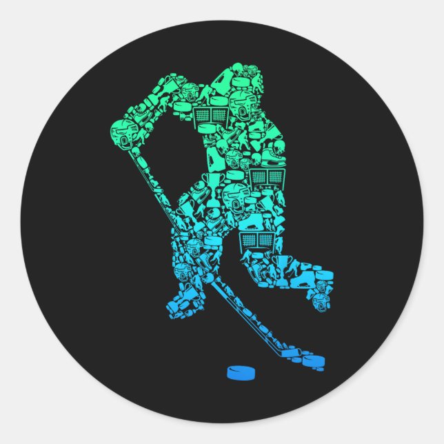 Sticker Rond Ice Hockey Player Youth Men Kids Boys  (Devant)