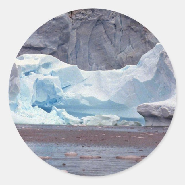 Sticker Rond Icebergs, Antarctique (Devant)