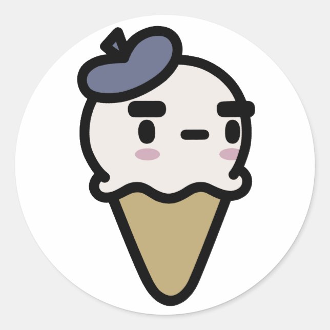 Sticker Rond Icecream à la vanille française (Devant)
