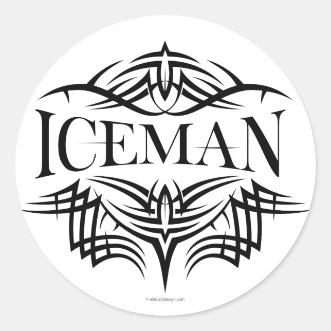 Sticker Rond Iceman de hockey tribal (plaine) (Devant)