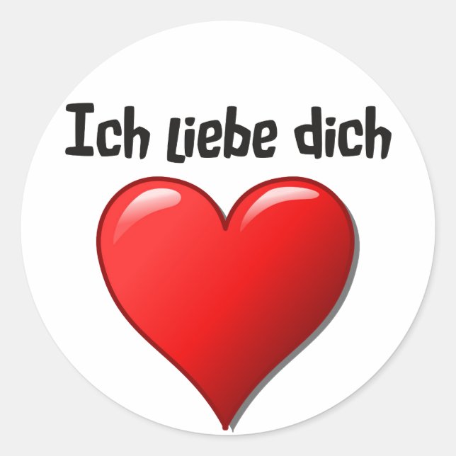 Sticker Rond Ich liebe dich - Je vous aime en allemand (Devant)
