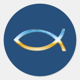 Sticker Rond Ichthus - ciel et au sol chrétiens de symbole de