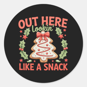Sticker Rond Ici dehors ayant l'air d'un snack Debbie Cake Noël