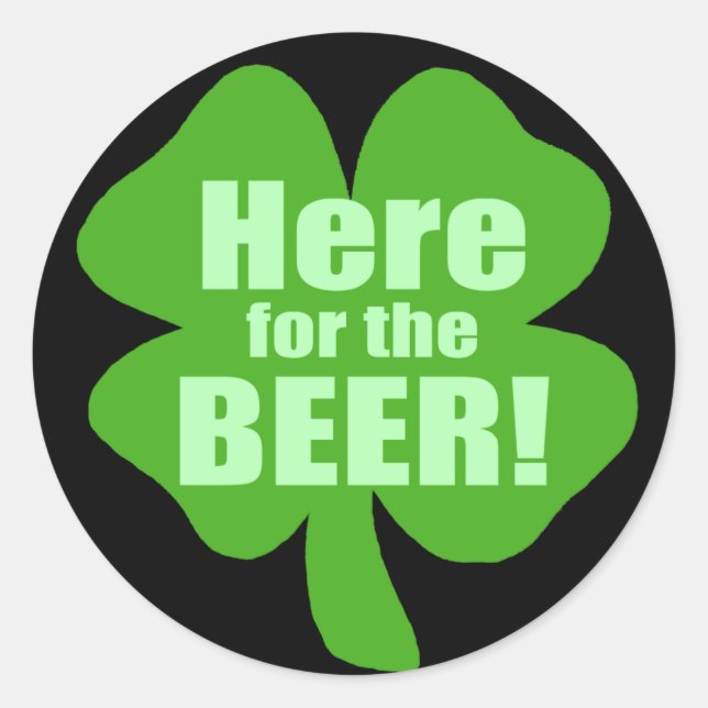 Sticker Rond Ici Pour La Bière (Devant)