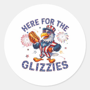 Sticker Rond Ici Pour Le Drapeau Américain De Chien Chaud Glizz