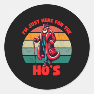 Sticker Rond Ici pour les filles inappropriées Santa Xmas Naugh