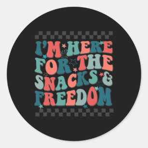 Sticker Rond Ici Pour Les Snacks Et Liberté 4 juillet Garçons G