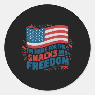 Sticker Rond Ici Pour Les Snacks Et Liberté Vintage 4 Juil
