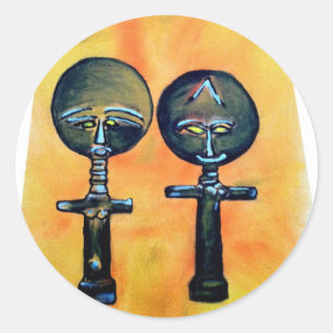 Sticker Rond icône africaine : Akuaba (Ghana)