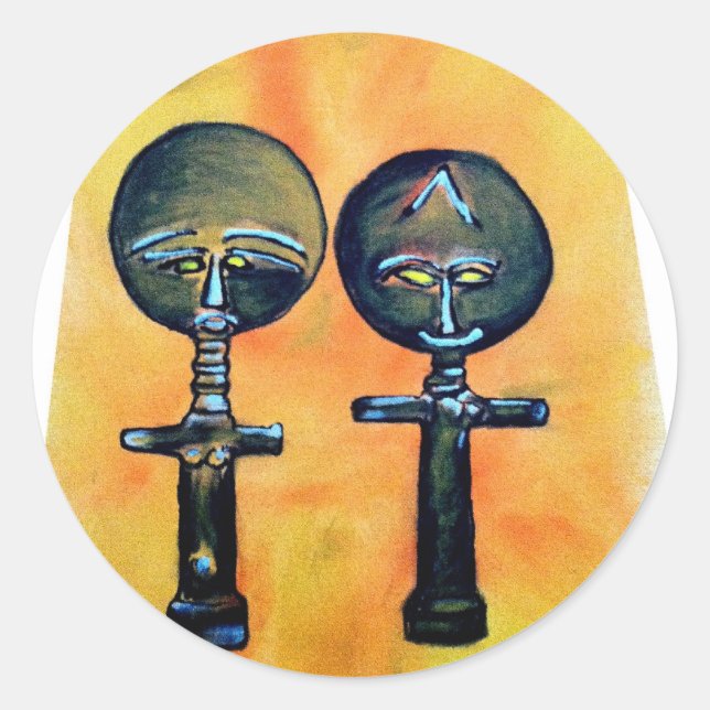 Sticker Rond icône africaine : Akuaba (Ghana) (Devant)