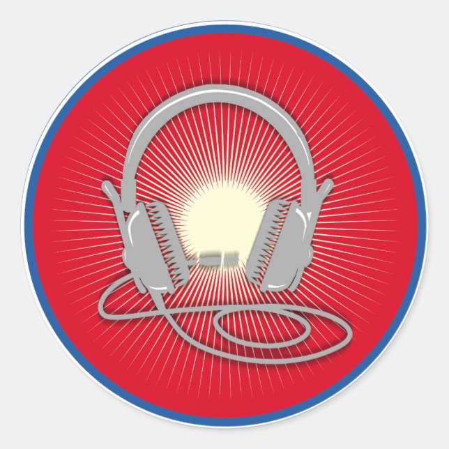 Sticker Rond Icône casque DJ (Devant)