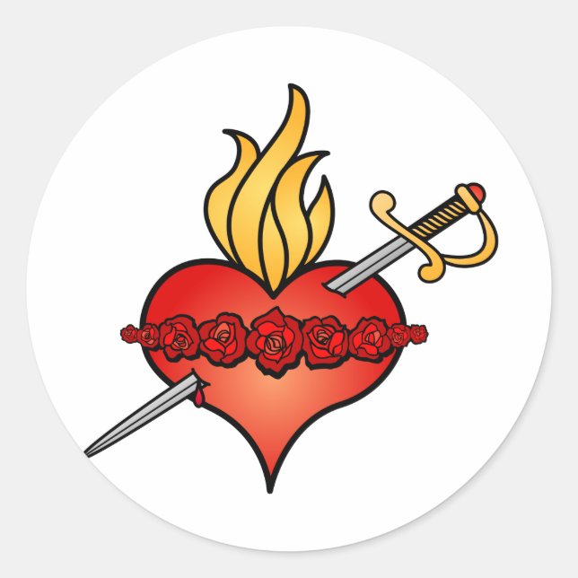 Sticker Rond Icône Coeur immaculé de Marie (Devant)