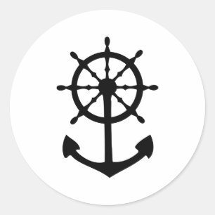 Sticker Rond icône d'ancrage du volant noir