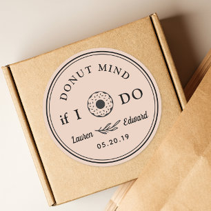 Sticker Rond Icône de beignet Faveur de mariage Donut Mind If I