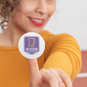 Sticker Rond Icône de bouilloires violettes et jaunes modernes