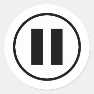 Sticker Rond Icône de bouton de pause symbole personnalisable