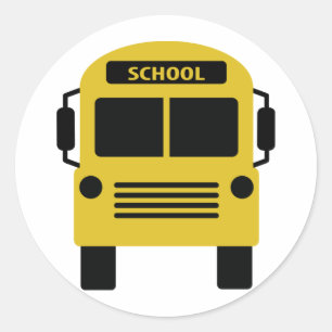 Sticker Rond icône de bus scolaire jaune