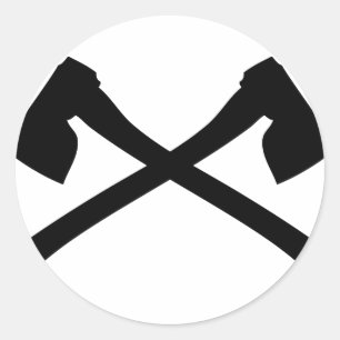 Sticker Rond icône de hache croisée