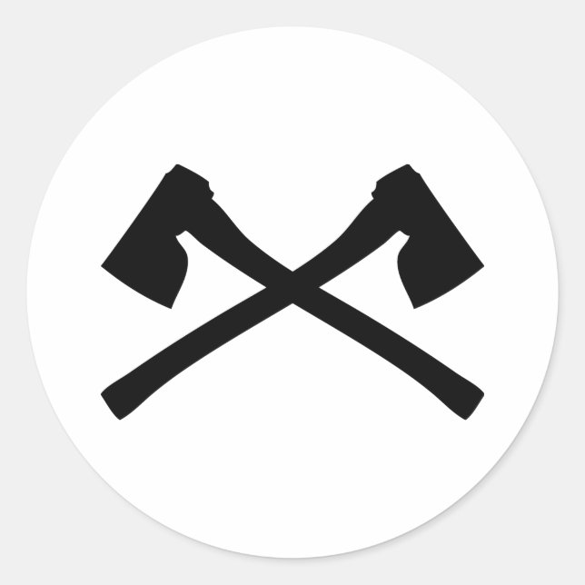 Sticker Rond icône de hache croisée (Devant)