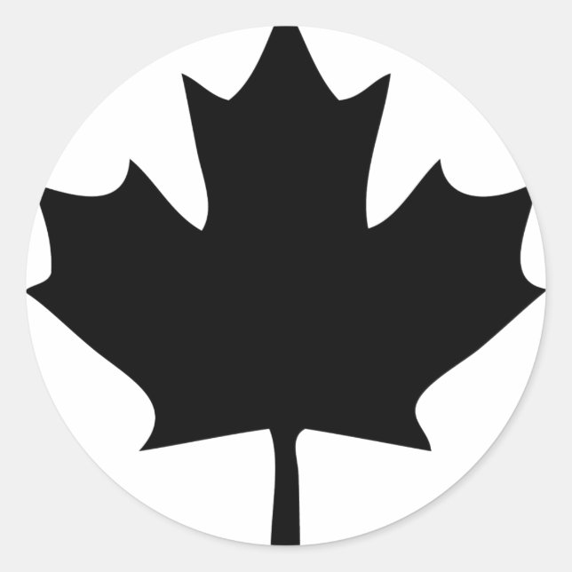 Sticker Rond icône de la feuille d'érable du canada noir (Devant)