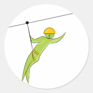 Sticker Rond Icône de la figure de l'outil Zipline Rider