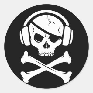 Sticker Rond Icône de la piraterie anti-RIAA de pirate de