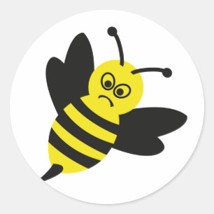 Sticker Rond icône de l'abeille en colère