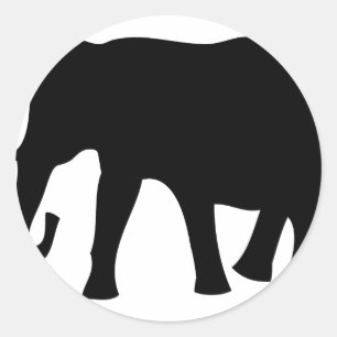 Sticker Rond icône de l'éléphant noir