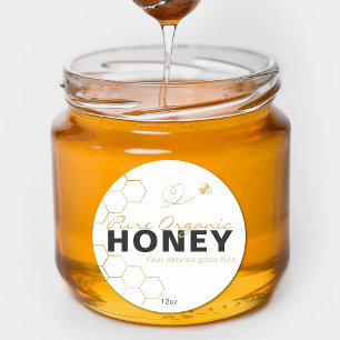Sticker Rond Icône de miel moderne Honey Gold Bees