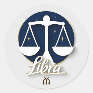 Sticker Rond Icône de signe ziodiaque Libra avec échelles équil
