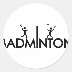 Sticker Rond icône de texte badminton
