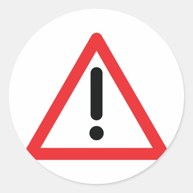 Sticker Rond icône de trafic point d'exclamation (Devant)