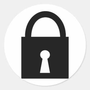 Sticker Rond icône de verrouillage noir