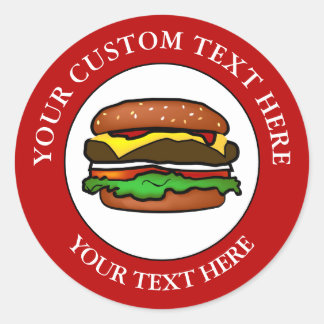 Sticker Rond Icône du logo de texte personnalisé Hamburger