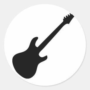 Sticker Rond icône en forme de guitare noire