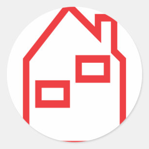 Sticker Rond icône immobilière maison rouge