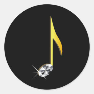 Sticker Rond Icône or d'une note musicale 1/8