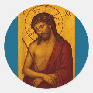 Sticker Rond icône orthodoxe byzantine de jésus christ le