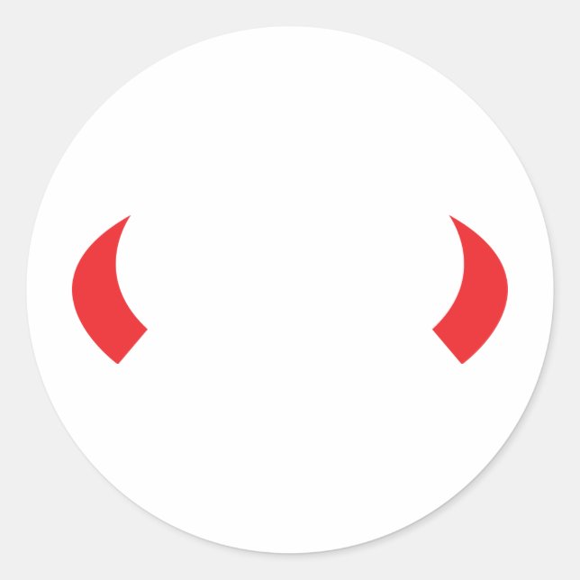 Sticker Rond icône rouge diable cornes (Devant)