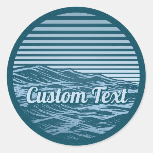 Sticker Rond Icône Vagues d'Océan Bleu