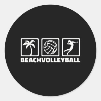 Sticker Rond Icônes de beach volley